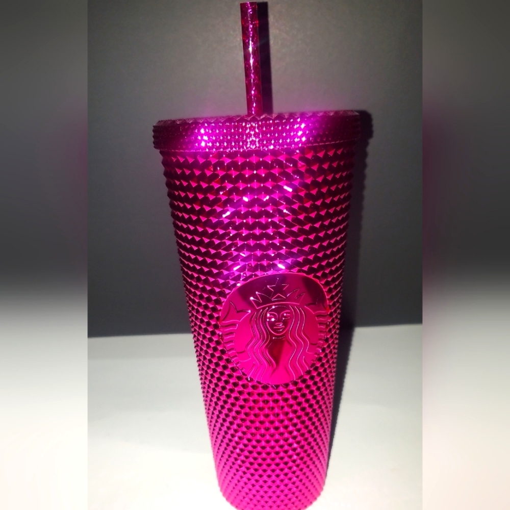 Starbucks Venti 24oz Neon Pink Diamond Studded Tumbler